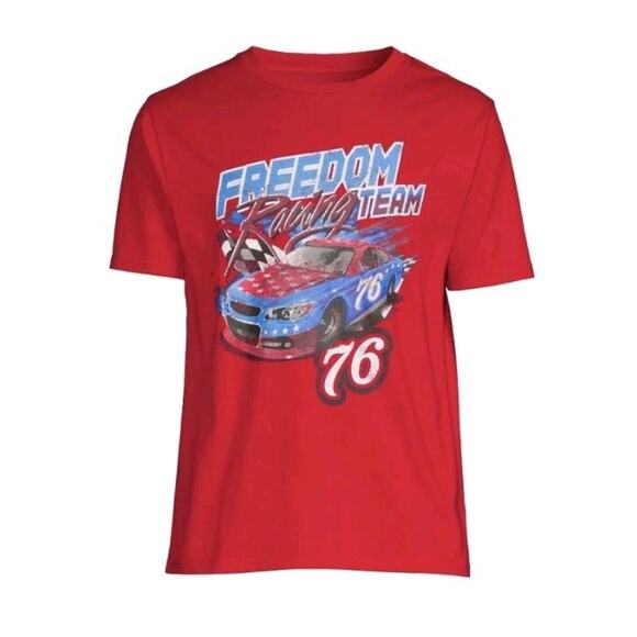 Patriotic Freedom Racing Team 76 Auto T-Shirt Tee New Men's Sz L Large 42-44 - Picture 3 of 4